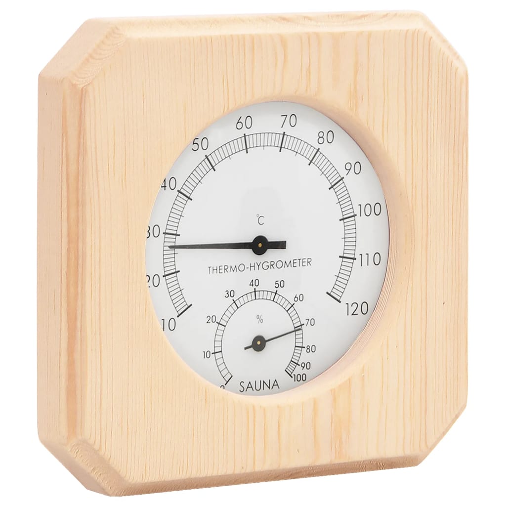 vidaXL 2 in 1 Sauna Hygrothermograph and Sand Timer Set Solid Wood Pine