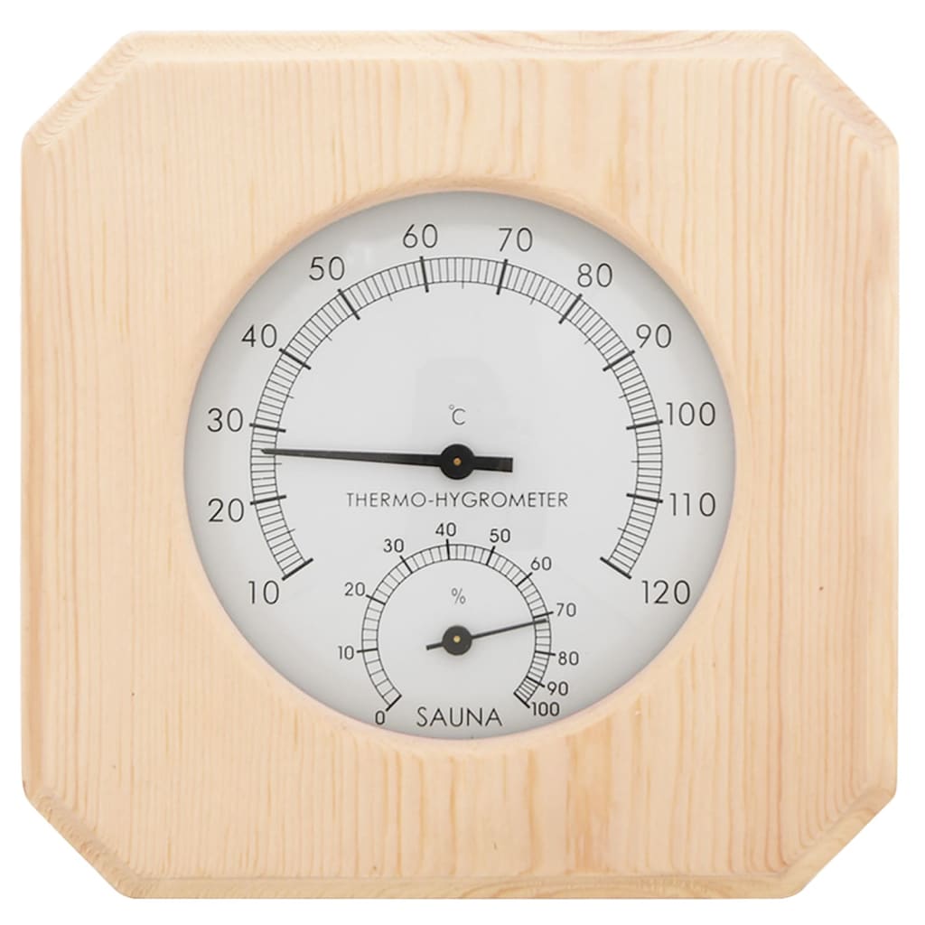 vidaXL 2 in 1 Sauna Hygrothermograph and Sand Timer Set Solid Wood Pine