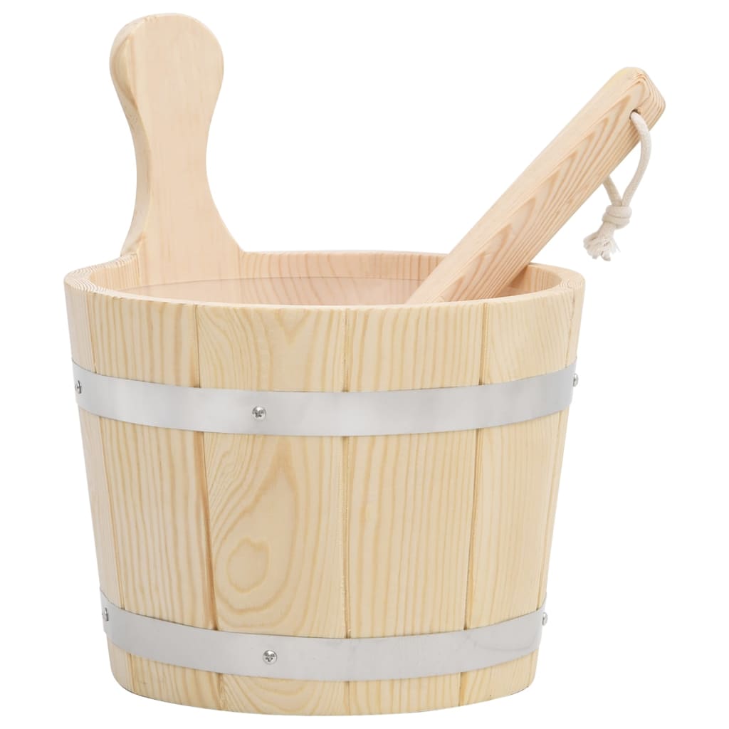 vidaXL Sauna Bucket and Ladle Set Solid Wood Pine