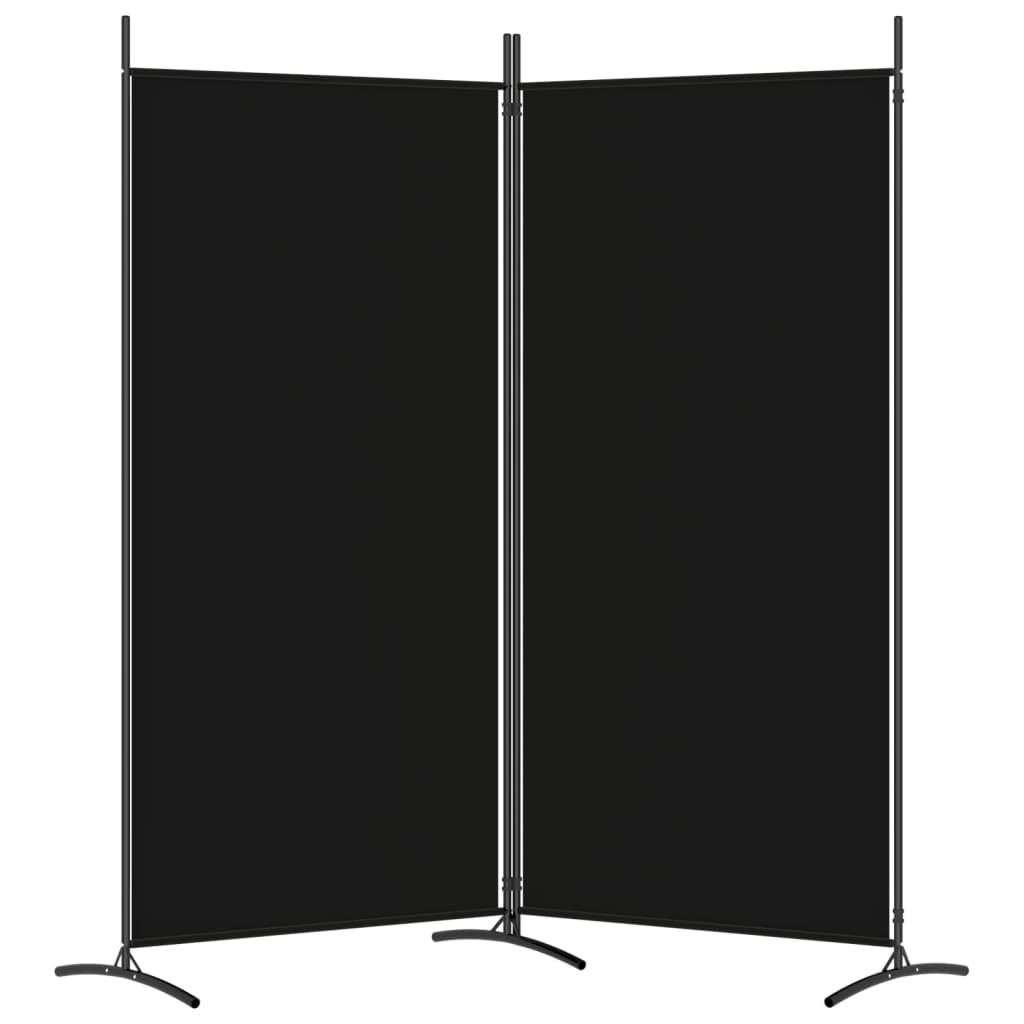 vidaXL 2-Panel Room Divider Black 175x180 cm Fabric