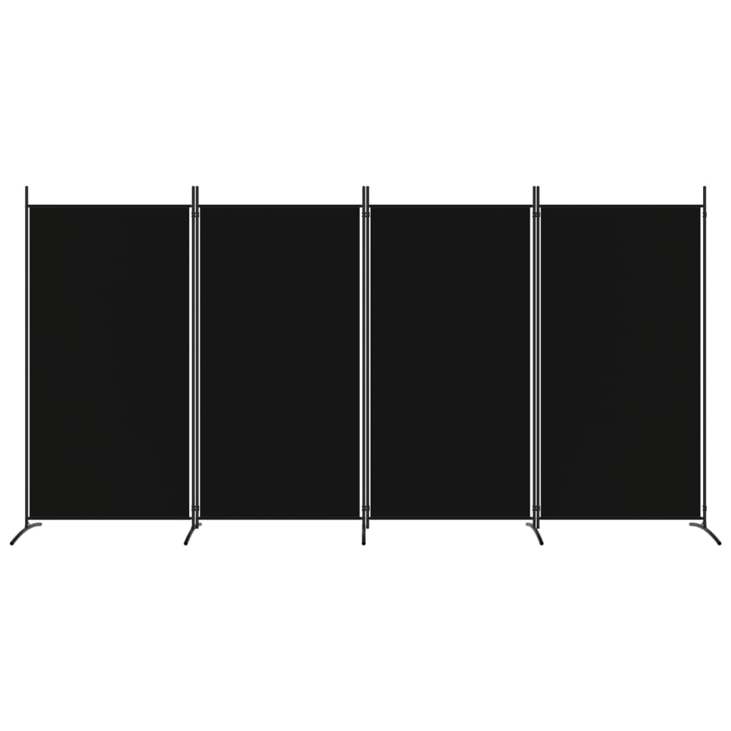 vidaXL 4-Panel Room Divider Black 346x180 cm Fabric