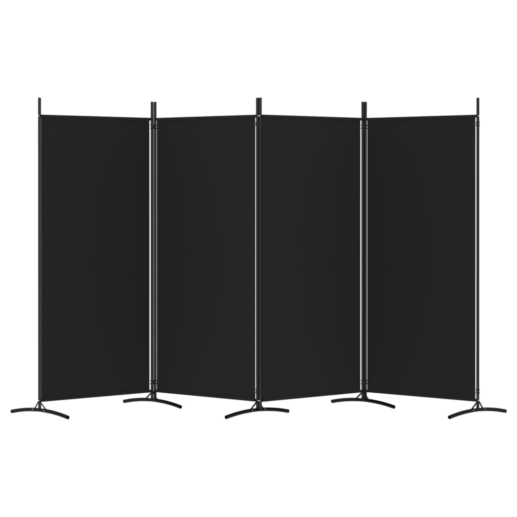 vidaXL 4-Panel Room Divider Black 346x180 cm Fabric