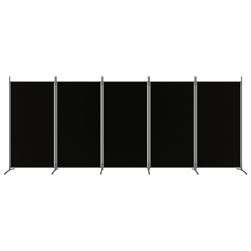 vidaXL 5-Panel Room Divider Black 433x180 cm Fabric
