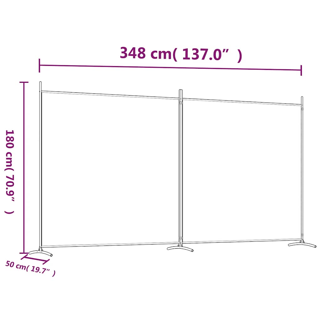 vidaXL 2-Panel Room Divider Anthracite 348x180 cm Fabric