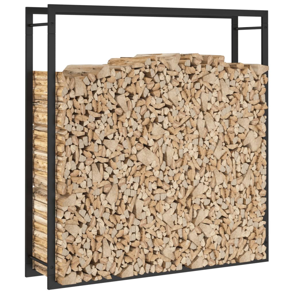 vidaXL Firewood Rack Matt Black 110x28x116 cm Steel