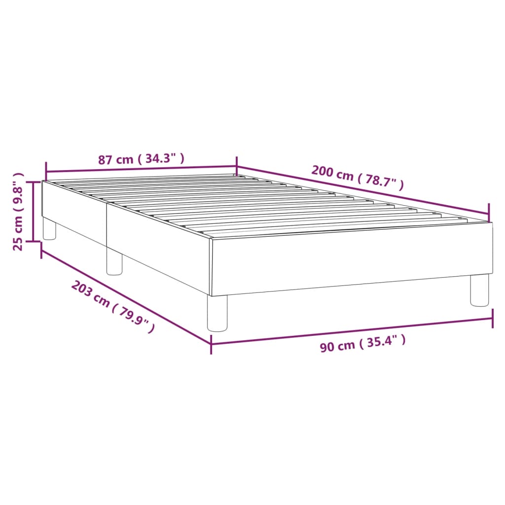 vidaXL Box Spring Bed Frame Dark Grey 90x200 cm Fabric