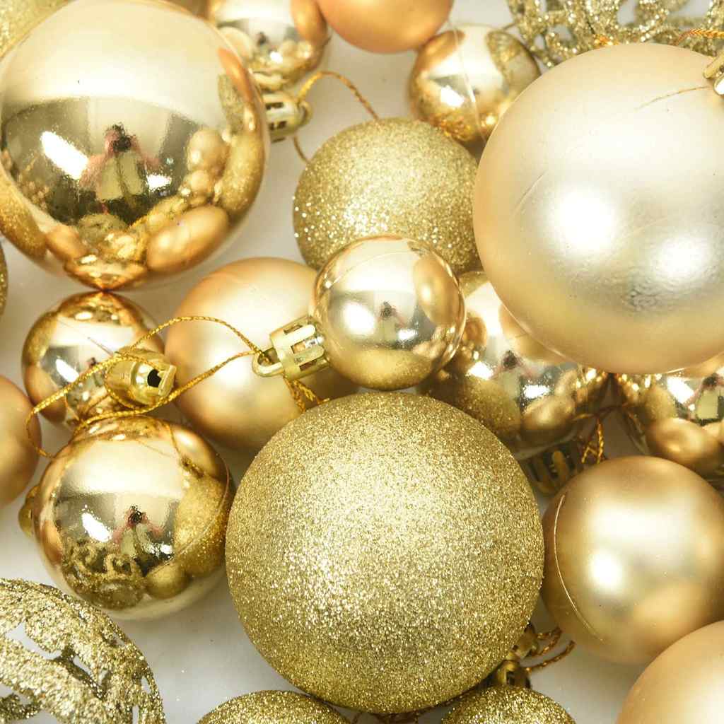 vidaXL 111 Piece Christmas Bauble Set Gold Polystyrene