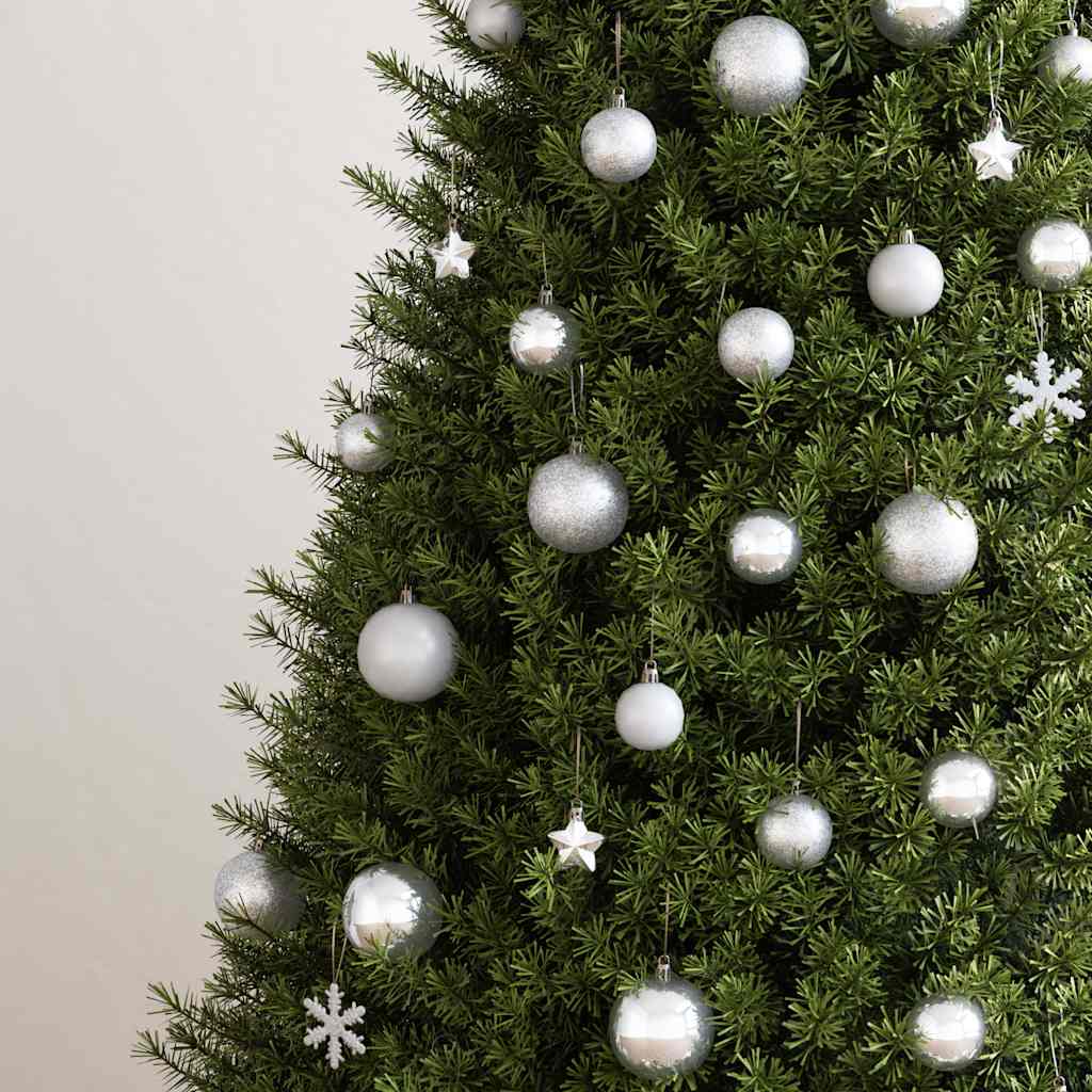 vidaXL 111 Piece Christmas Bauble Set Silver Polystyrene