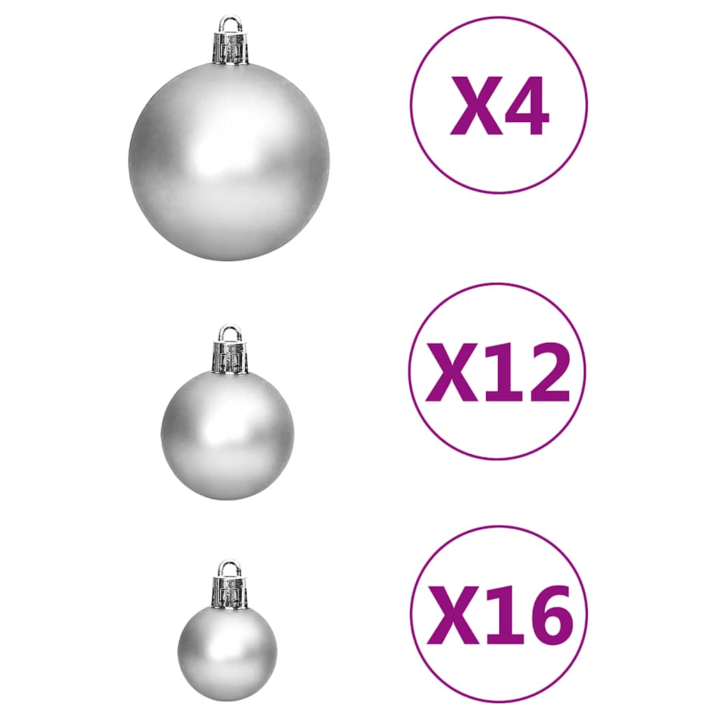 vidaXL 111 Piece Christmas Bauble Set Silver Polystyrene