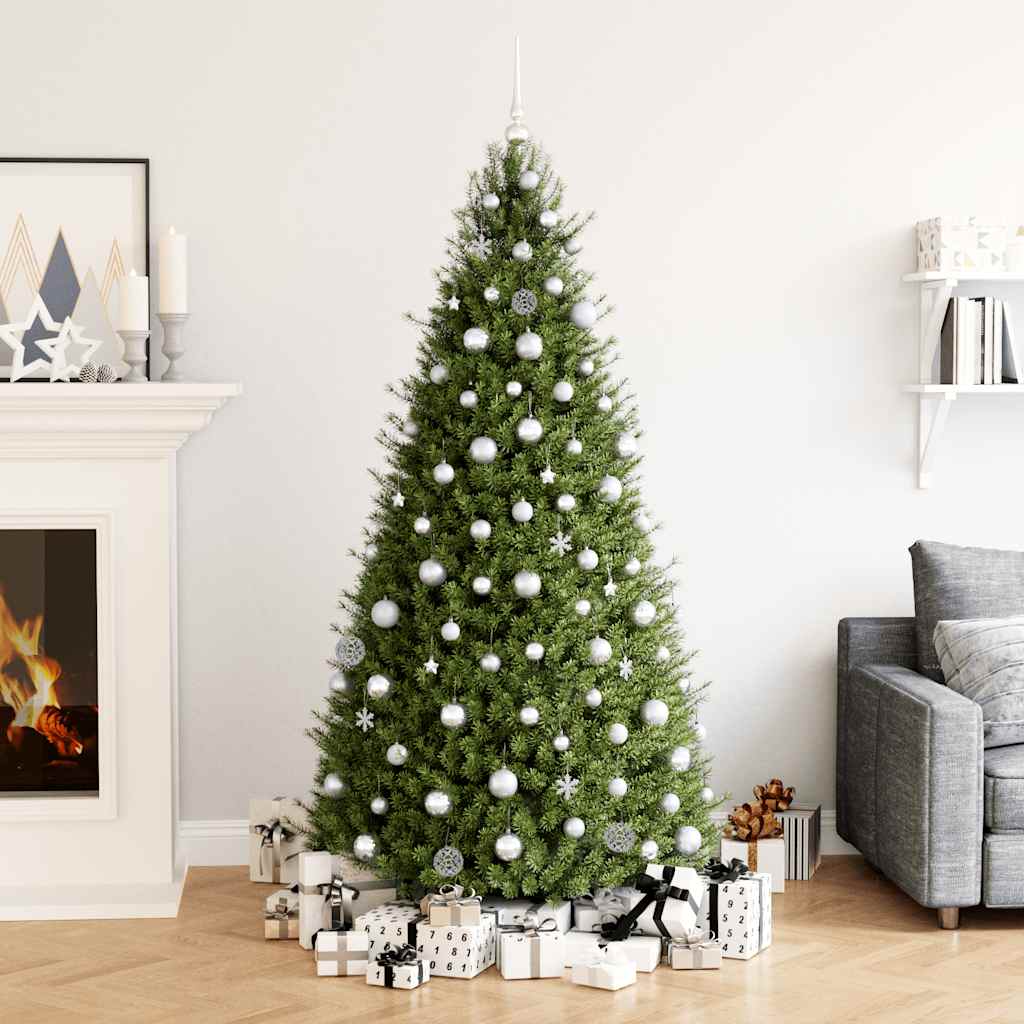 vidaXL 111 Piece Christmas Bauble Set Silver Polystyrene