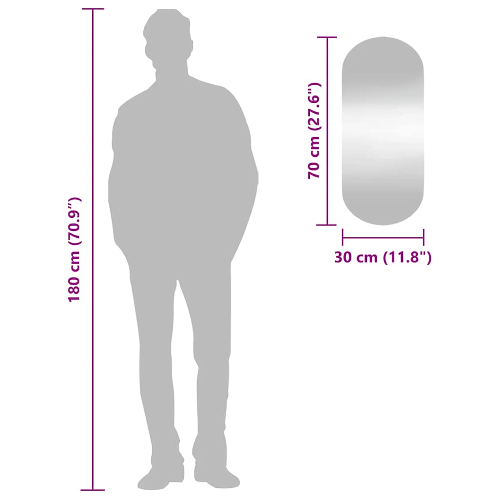 vidaXL Wall Mirror 30x70 cm Glass Oval