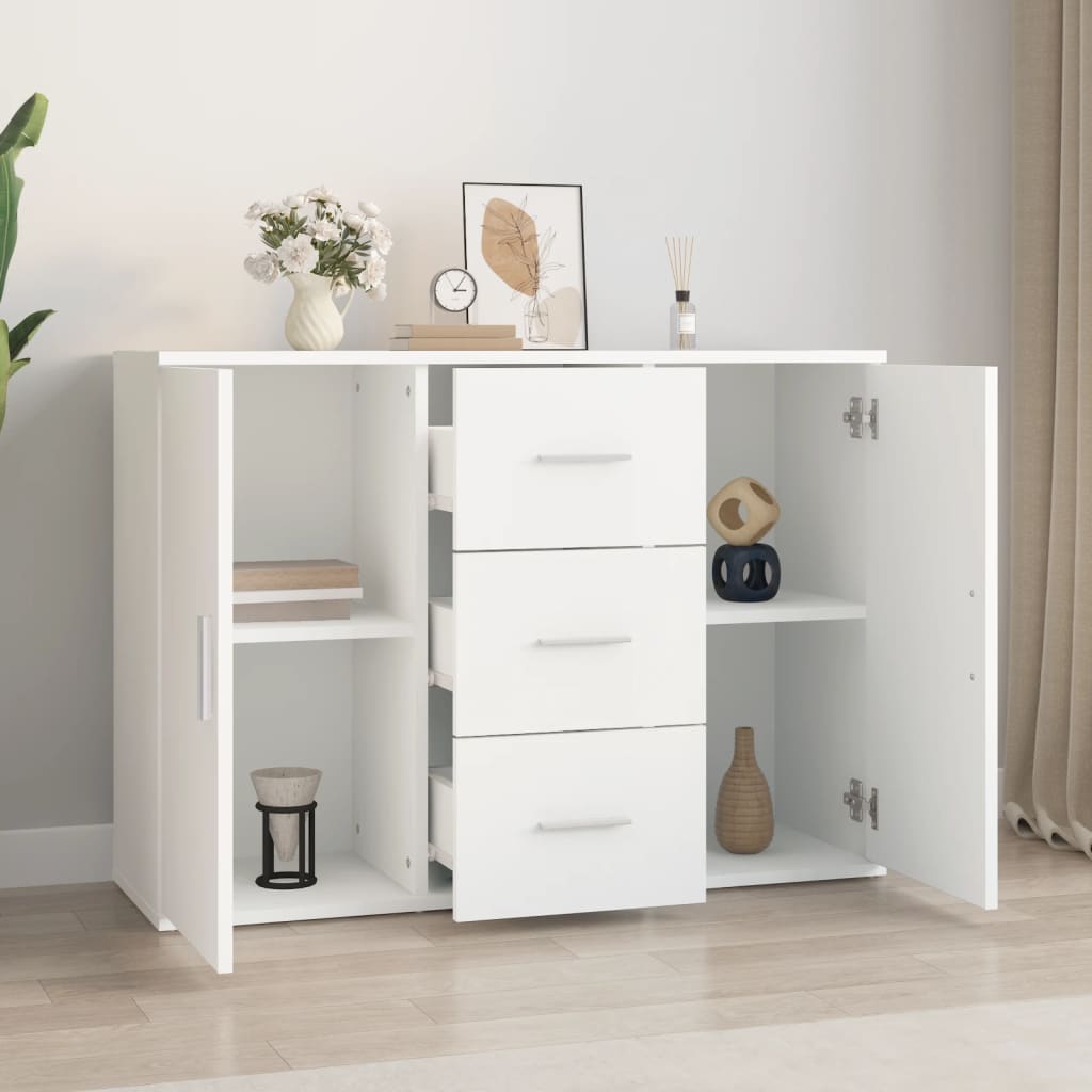 vidaXL Sideboard White 91x29.5x65 cm Engineered Wood