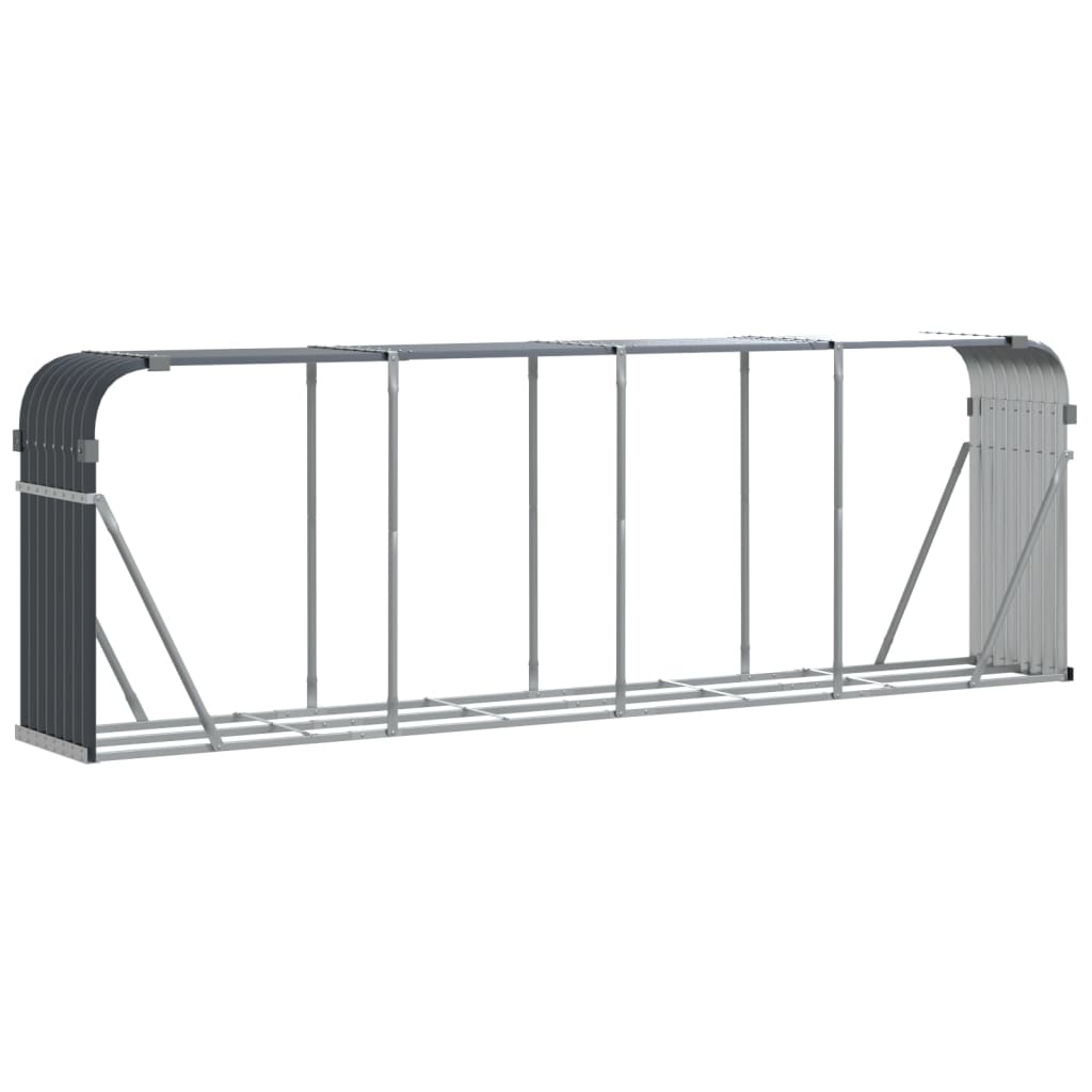 vidaXL Log Holder Anthracite 300x45x100 cm Galvanised Steel