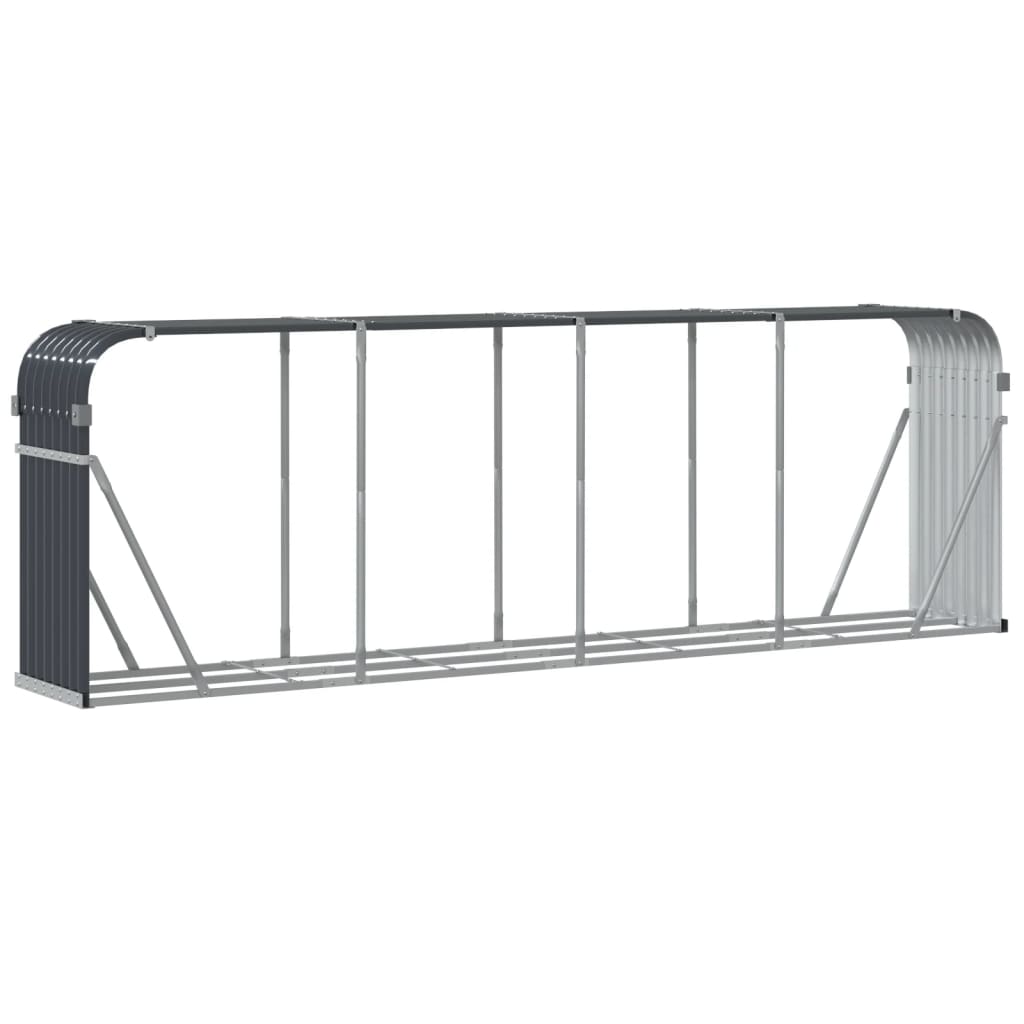 vidaXL Log Holder Anthracite 300x45x100 cm Galvanised Steel
