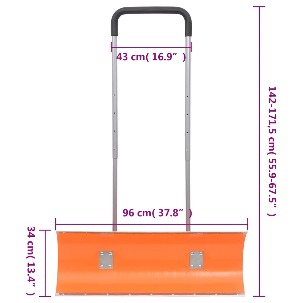 vidaXL Snow Shovel with Extendable Handle Orange 96 cm Blade Steel