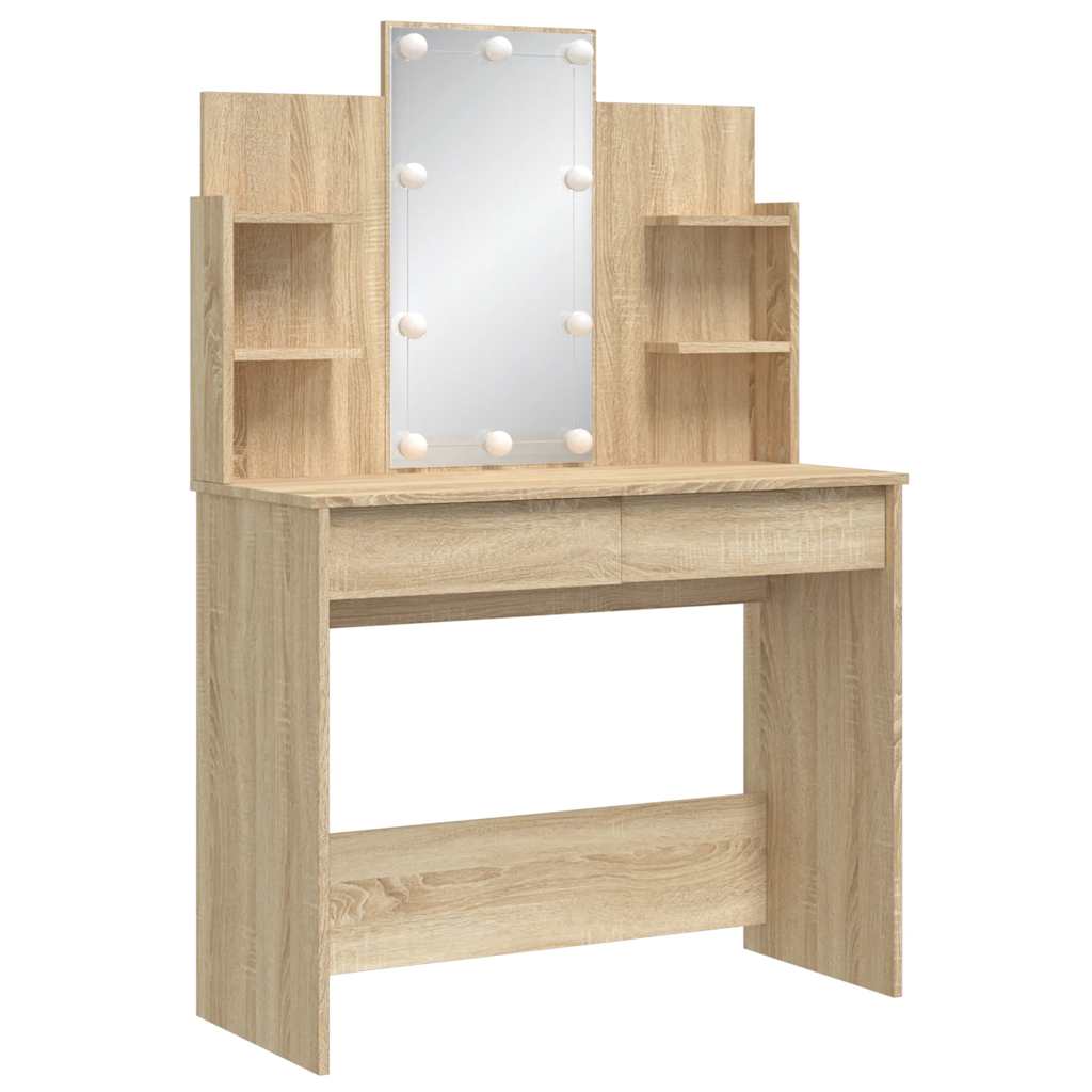 vidaXL Dressing Table with LED Lights Sonoma Oak 96x40x142 cm