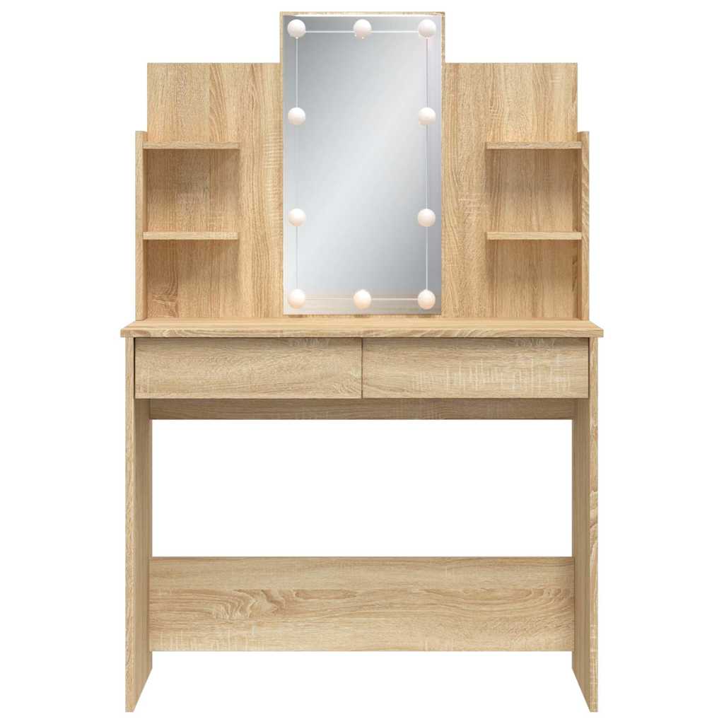 vidaXL Dressing Table with LED Lights Sonoma Oak 96x40x142 cm