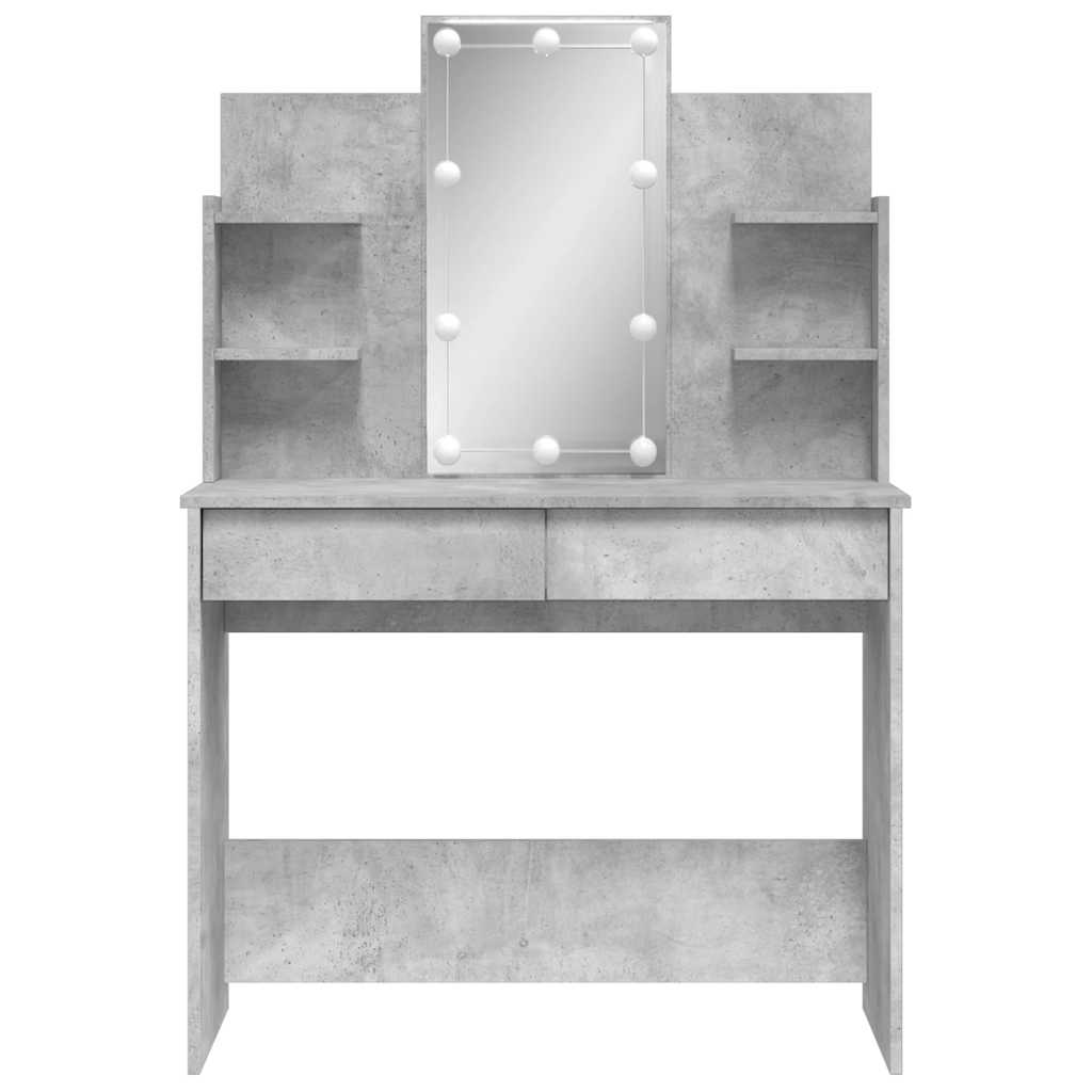 vidaXL Dressing Table with LED Lights Concrete Grey 96x40x142 cm