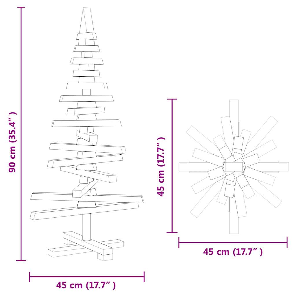 vidaXL Wooden Christmas Tree for Decoration 90 cm Solid Wood Pine