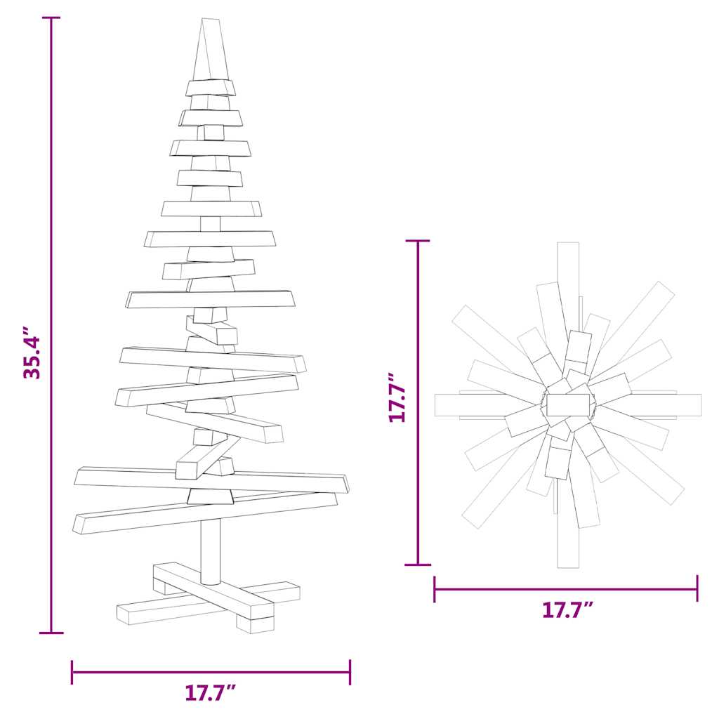 vidaXL Wooden Christmas Tree for Decoration 90 cm Solid Wood Pine