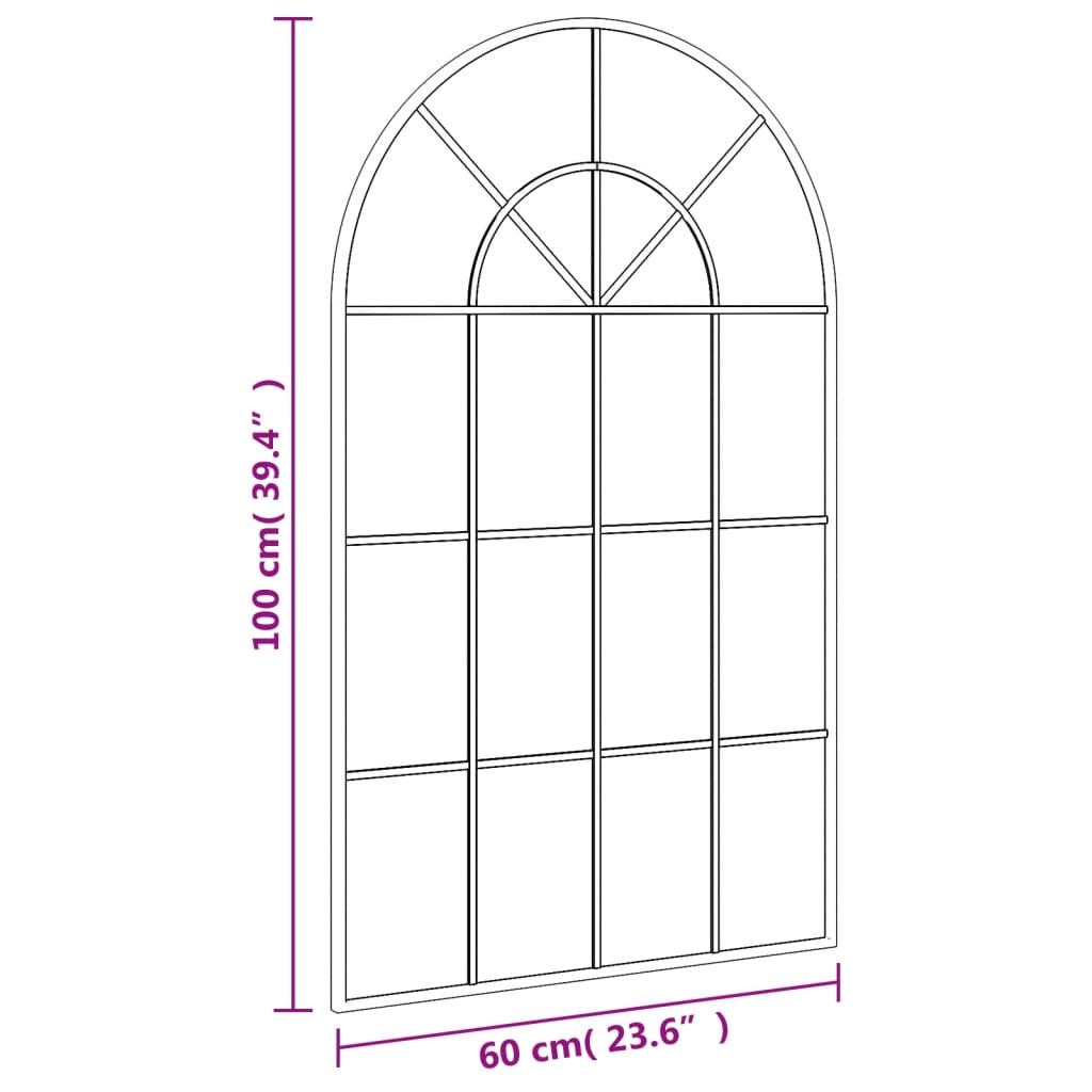 vidaXL Wall Mirror Black 60x100 cm Arch Iron