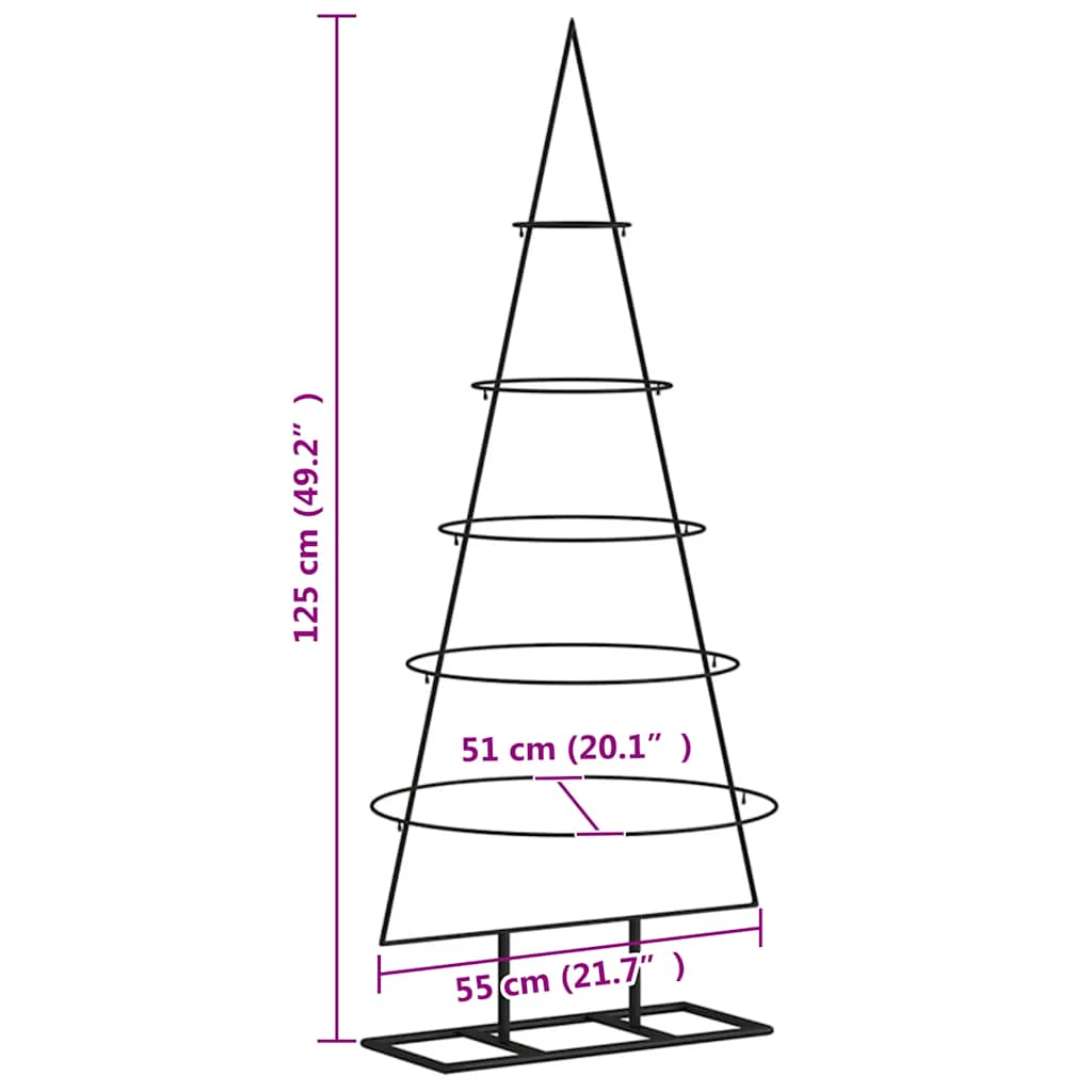 vidaXL Metal Christmas Tree for Decoration Black 125 cm