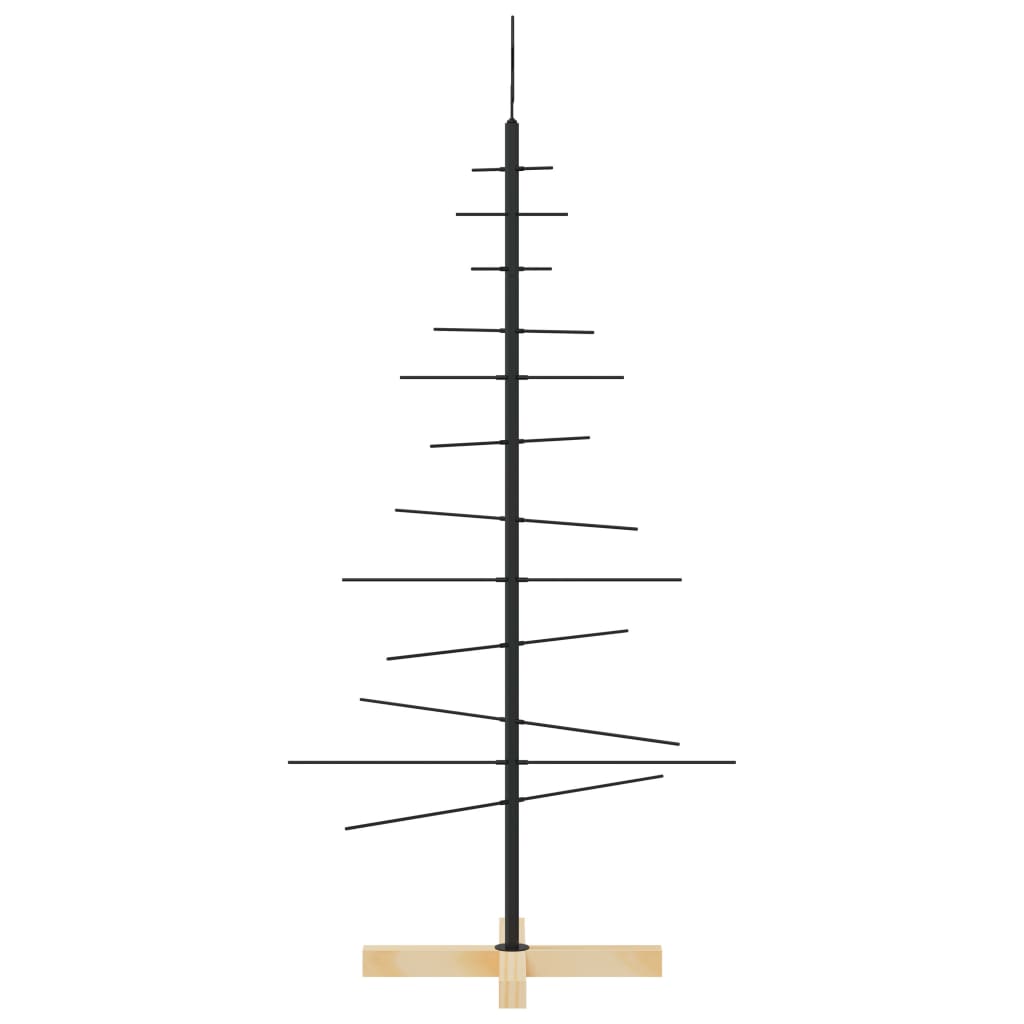 vidaXL Metal Christmas Tree with Wooden Base Black 120 cm