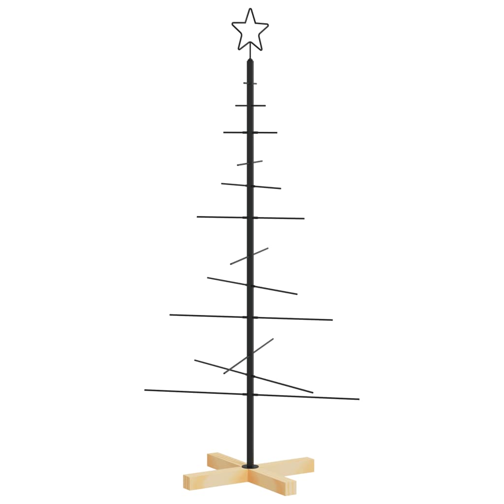 vidaXL Metal Christmas Tree with Wooden Base Black 120 cm
