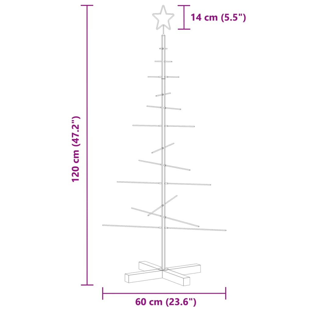 vidaXL Metal Christmas Tree with Wooden Base Black 120 cm