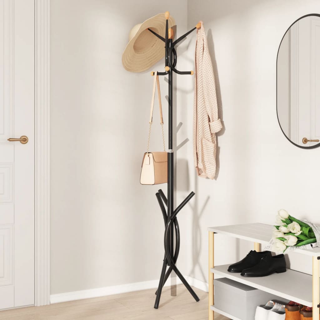 vidaXL Coat Stand Black 176 cm Powder-coated Iron