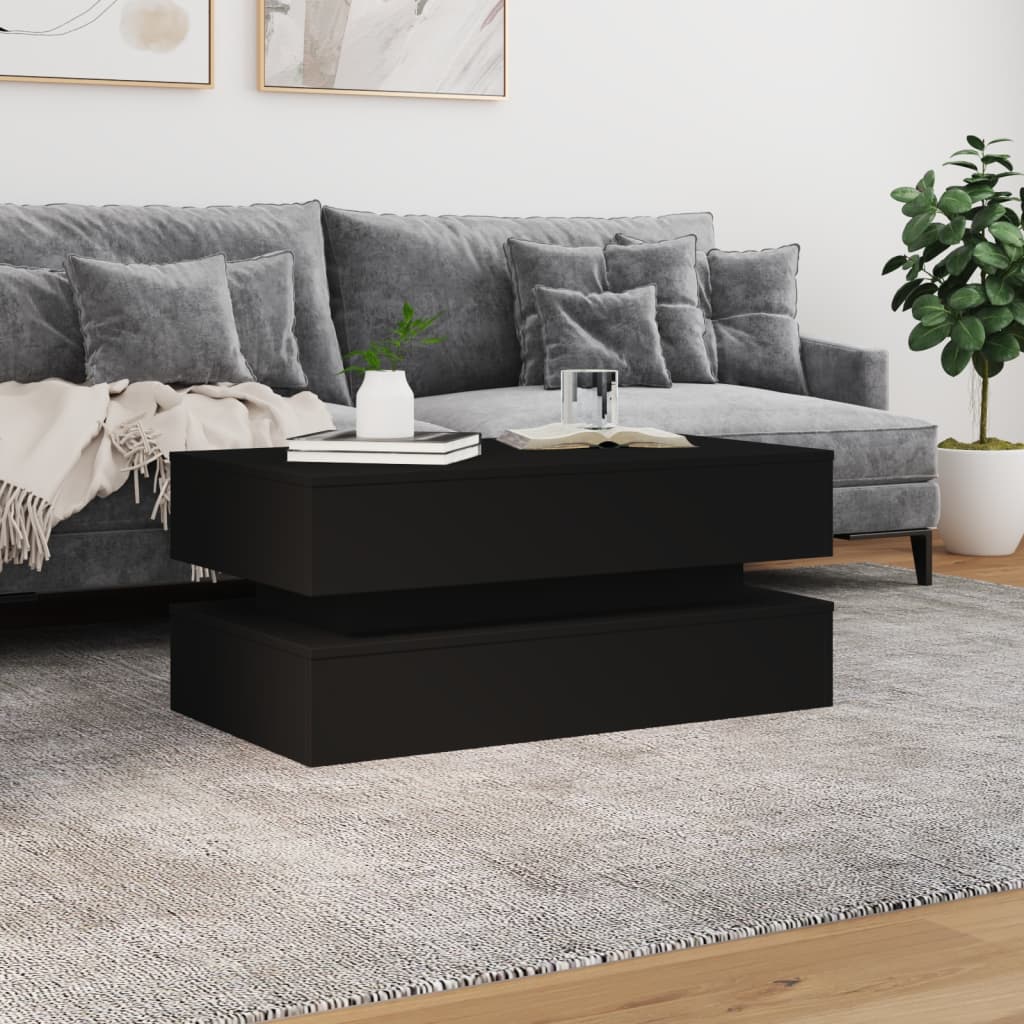 vidaXL Coffee Table with LED Lights Black 90x50x40 cm