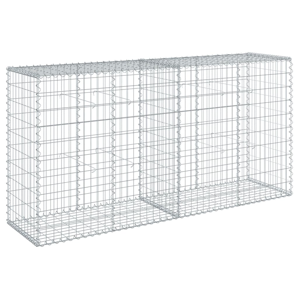vidaXL Gabion Basket with Cover 200x50x100 cm Galvanised Iron