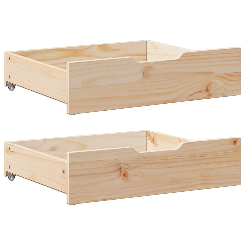 vidaXL Under-Bed Drawers with Wheels 2 pcs 65x55x17 cm Solid Wood Pine