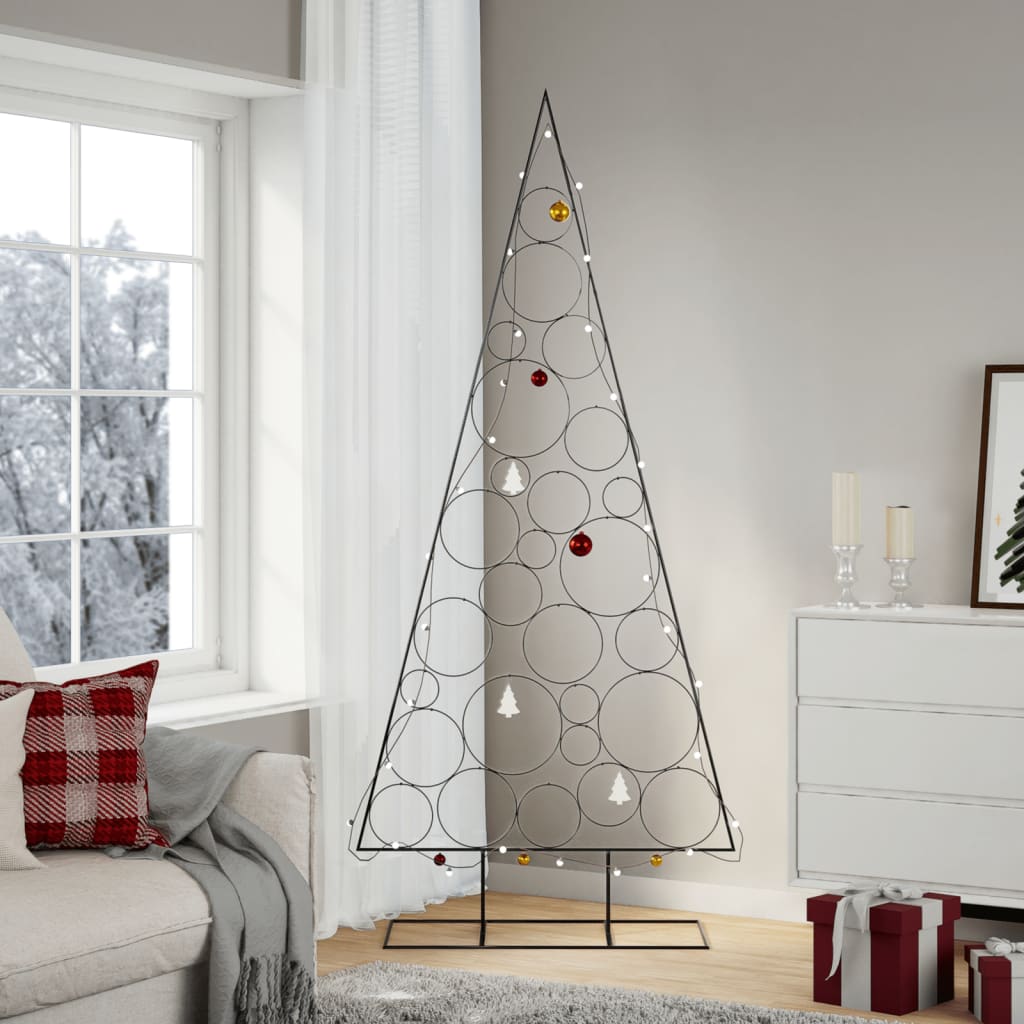vidaXL Metal Christmas Tree for Decoration Black 210 cm