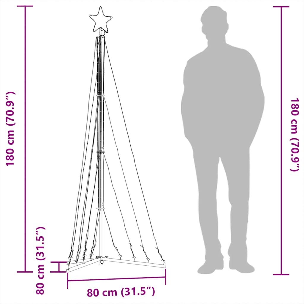 vidaXL LED Christmas Tree 339 LEDs Warm White 187 cm