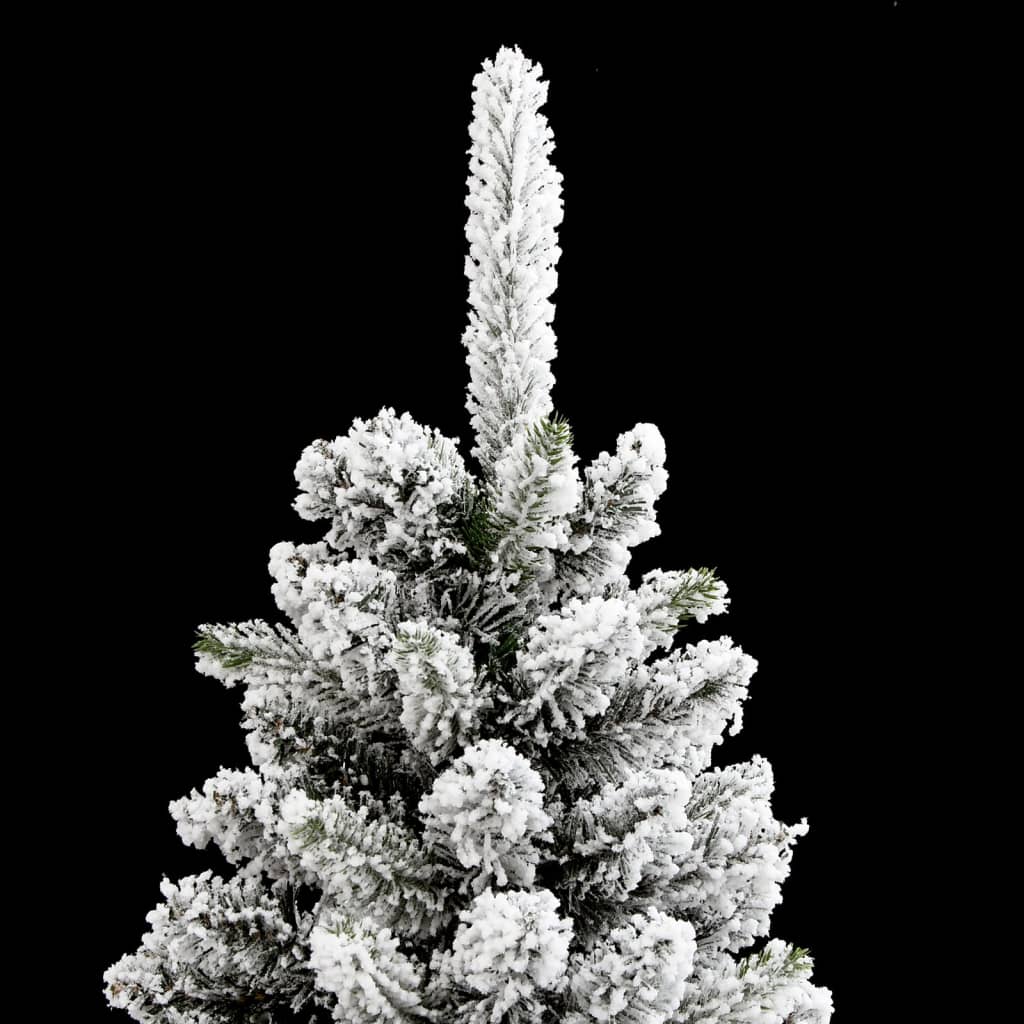 vidaXL Artificial Slim Christmas Tree with Flocked Snow 210 cm PVC&PE