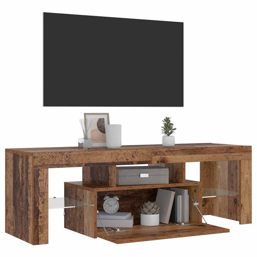 vidaXL TV Cabinet with LED Lights Old Wood 120x36.5x40 cm Engineered Wood