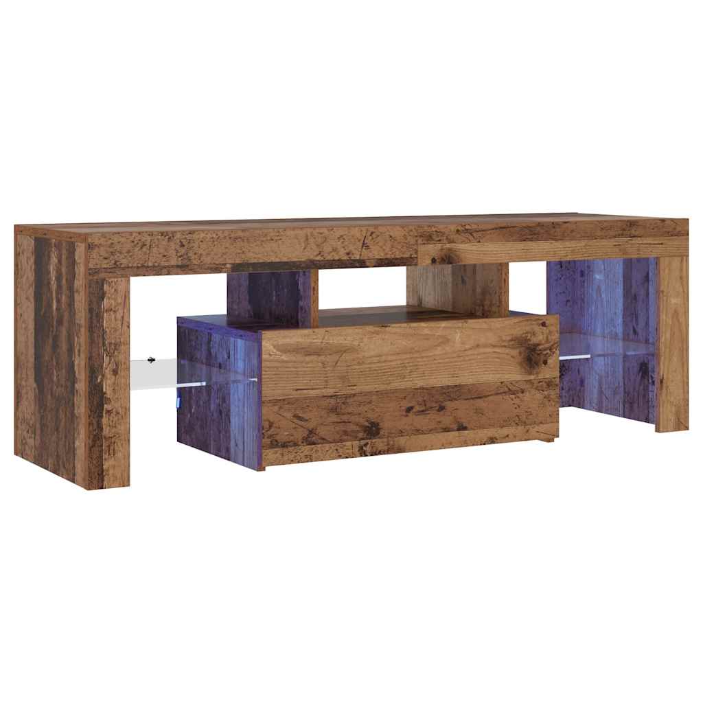 vidaXL TV Cabinet with LED Lights Old Wood 120x36.5x40 cm Engineered Wood