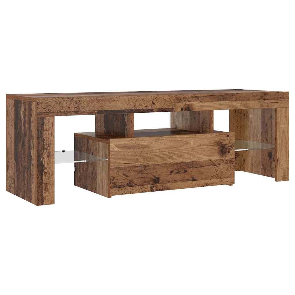 vidaXL TV Cabinet with LED Lights Old Wood 120x36.5x40 cm Engineered Wood