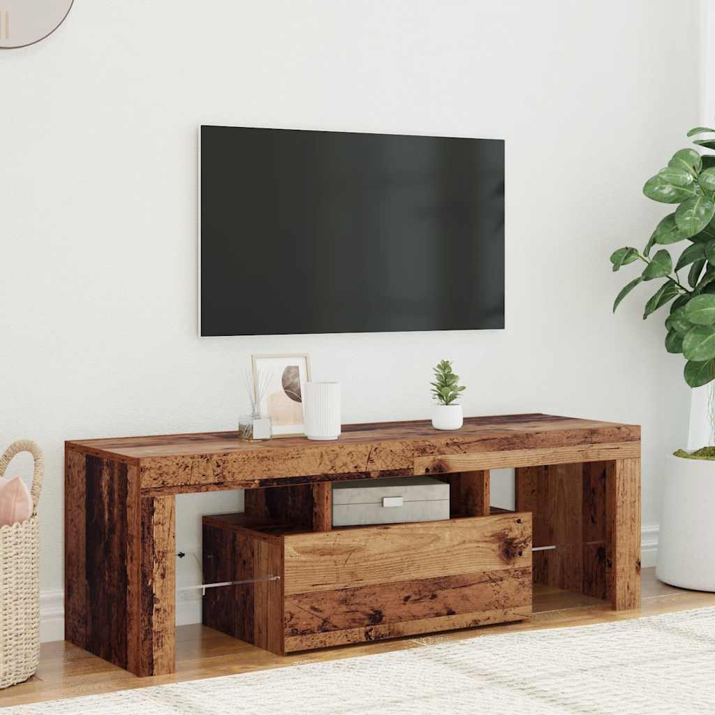 vidaXL TV Cabinet with LED Lights Old Wood 120x36.5x40 cm Engineered Wood