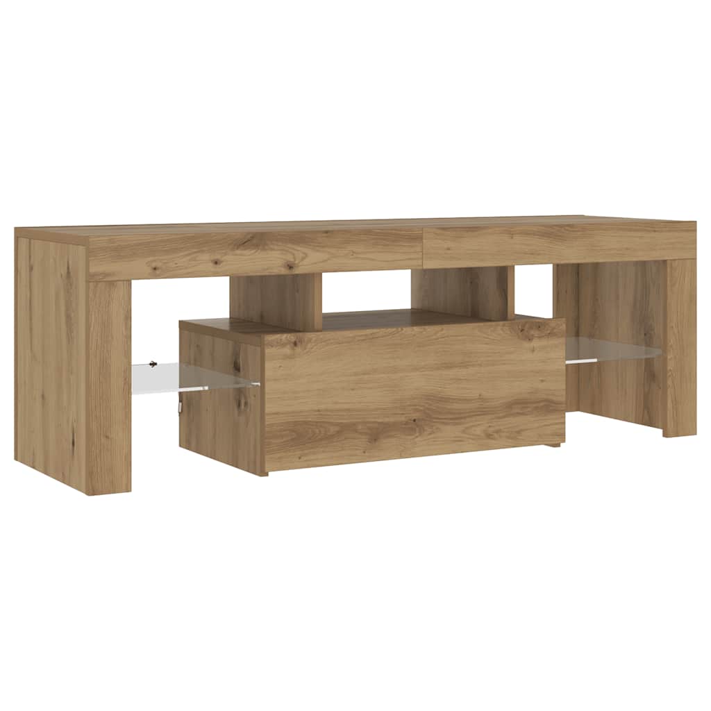 vidaXL TV Cabinet with LED Lights Artisan Oak 120x36.5x40 cm Engineered Wood