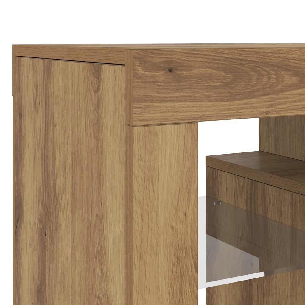vidaXL TV Cabinet with LED Lights Artisan Oak 120x36.5x40 cm Engineered Wood