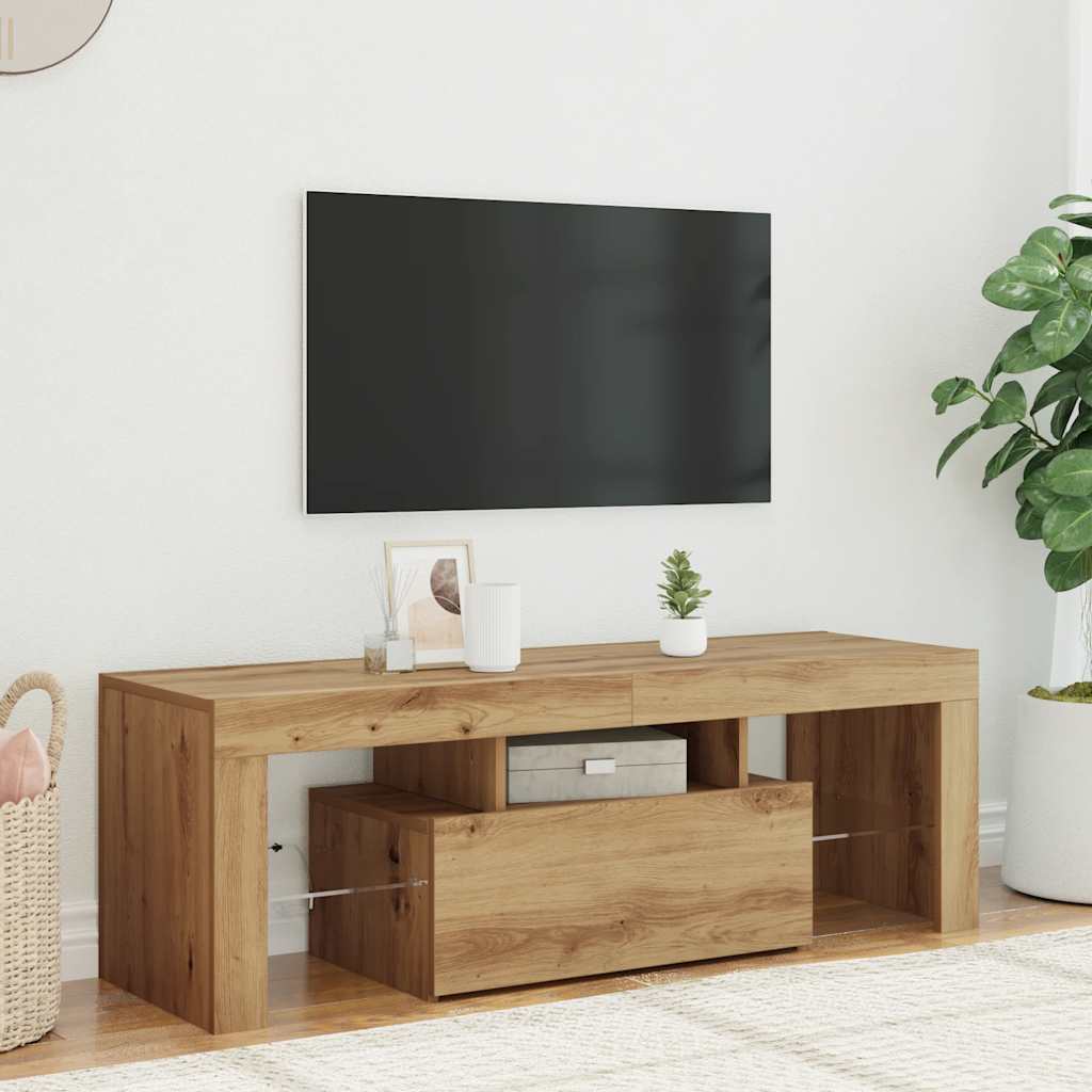 vidaXL TV Cabinet with LED Lights Artisan Oak 120x36.5x40 cm Engineered Wood