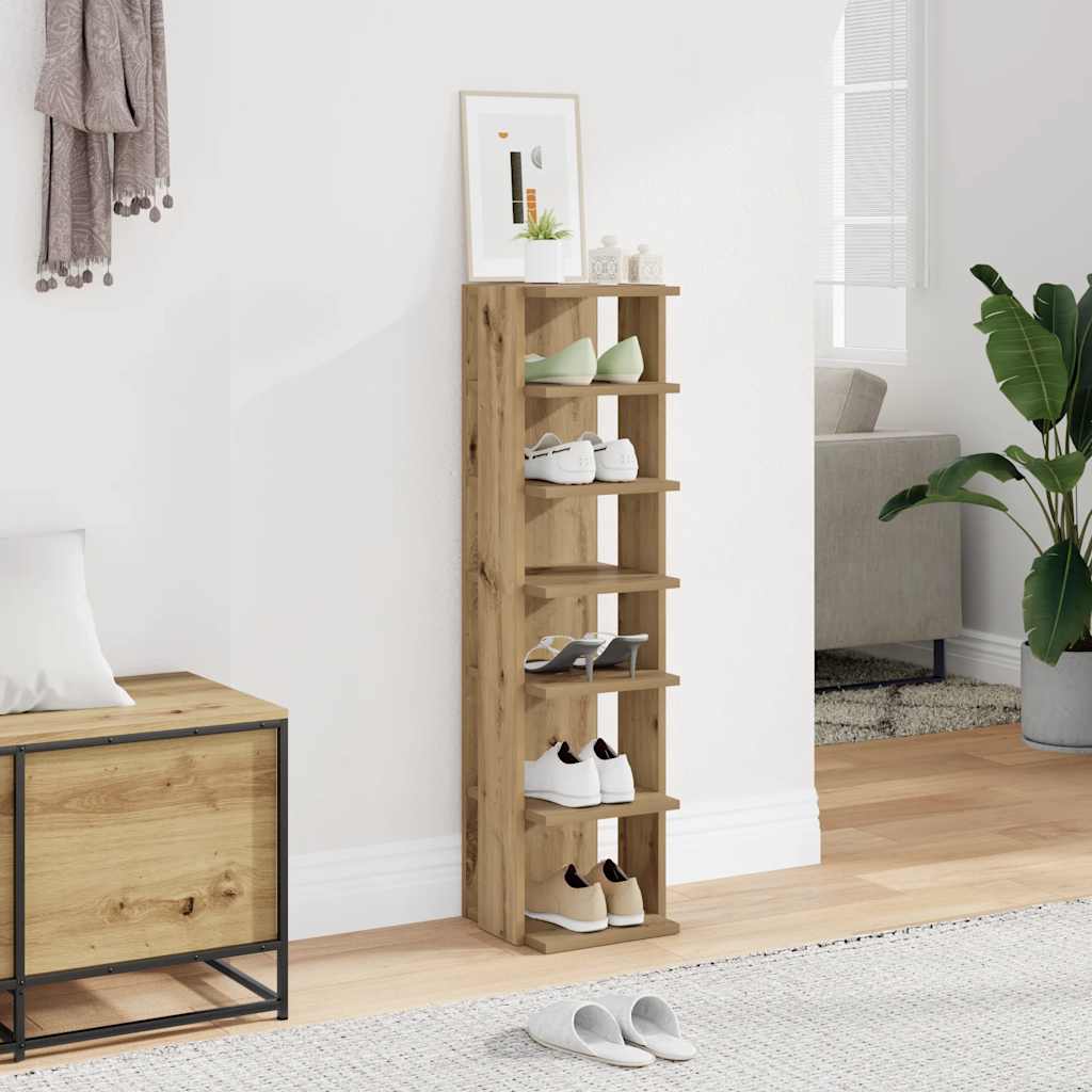 vidaXL Shoe Cabinet Artisan Oak 28x27x102 cm Engineered Wood