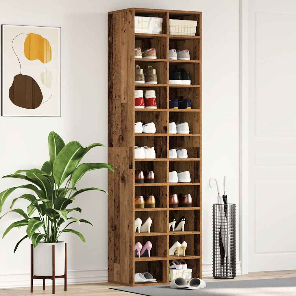 vidaXL Shoe Cabinet Old Wood 54x34x183 cm Engineered Wood