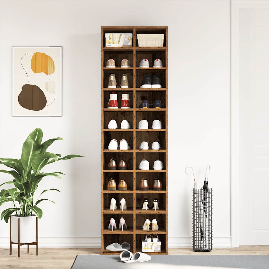 vidaXL Shoe Cabinet Old Wood 54x34x183 cm Engineered Wood