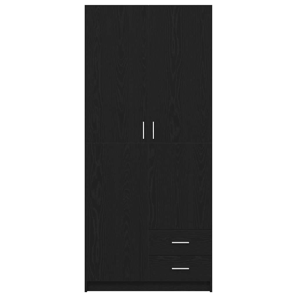vidaXL Wardrobe with Drawer Black Oak 80 x 52 x 180 cm Engineered Wood