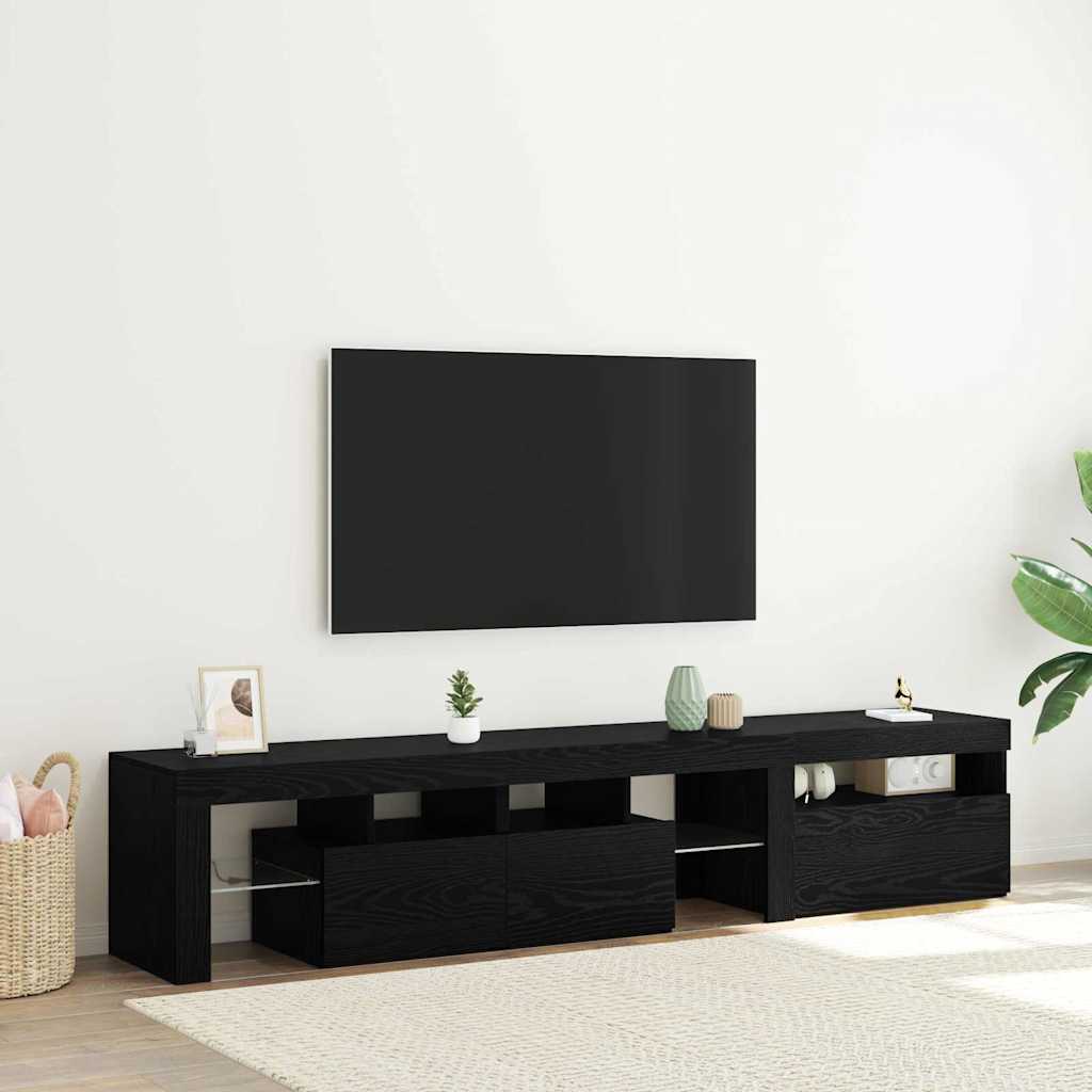 vidaXL TV Cabinet 2 pcs Black Oak 200 x 37 x 40 cm Engineered Wood