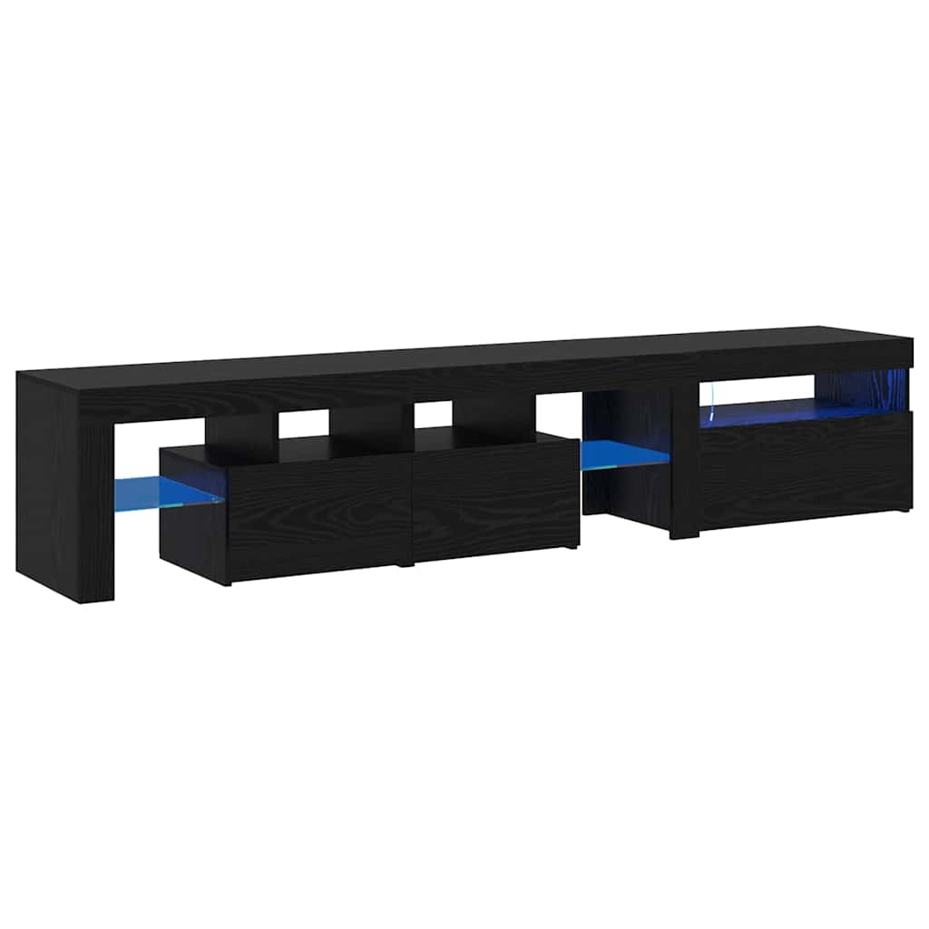 vidaXL TV Cabinet 2 pcs Black Oak 200 x 37 x 40 cm Engineered Wood