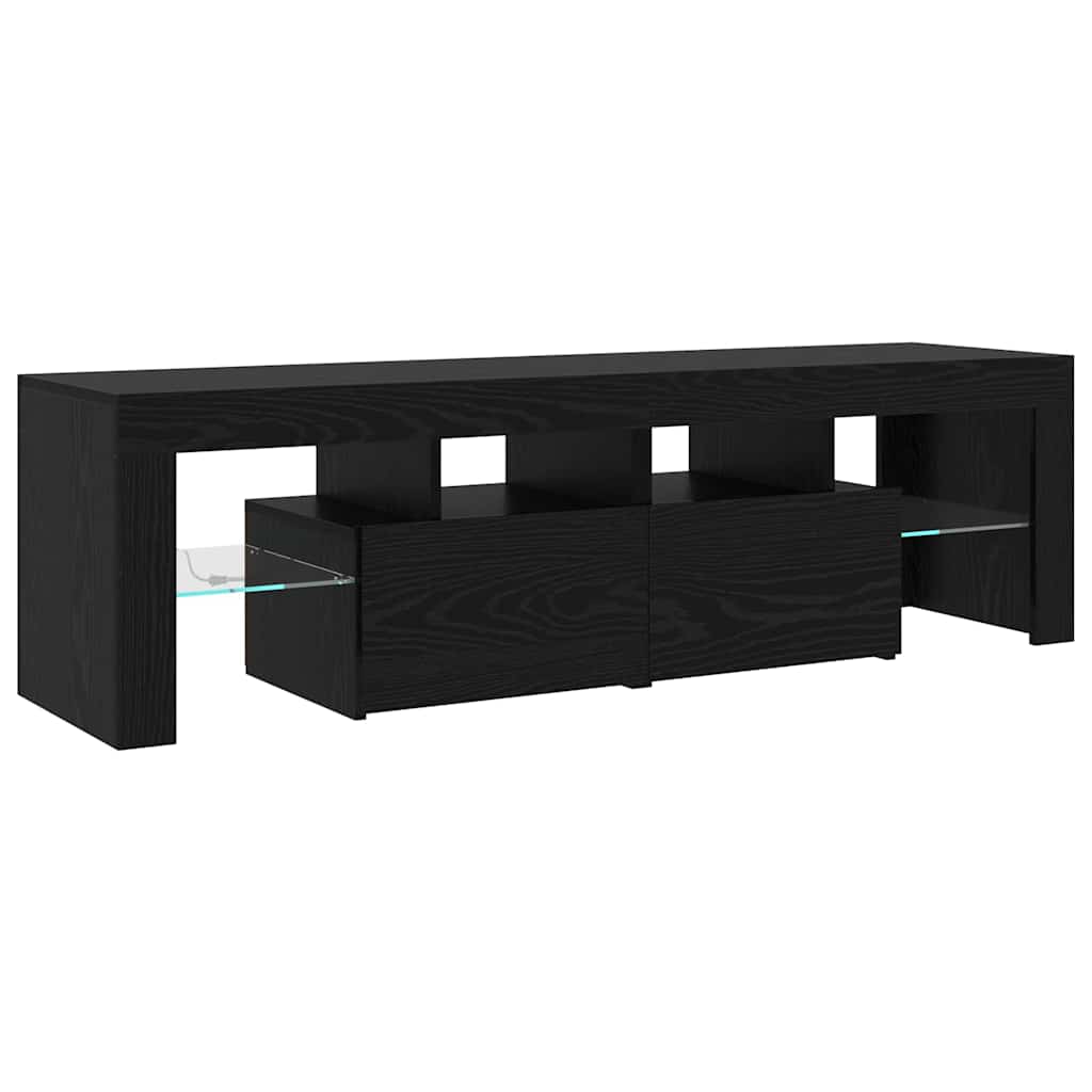 vidaXL TV Cabinet 2 pcs Black Oak 200 x 37 x 40 cm Engineered Wood